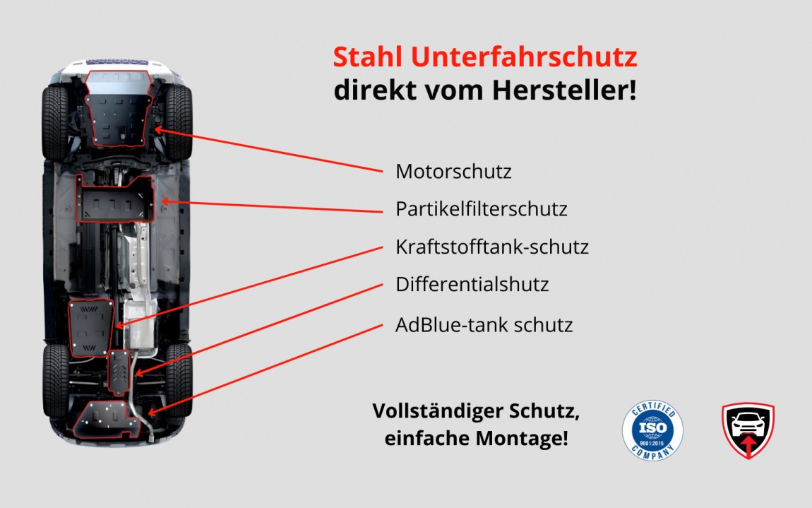 Steel skid plate - engine, transmission - directly from the manufacturer - Metal skid plates for engine, gearbox, and differential protection. Easy installation, excellent protection for various vehicles- directly from the manufacturer. 24-month warranty.