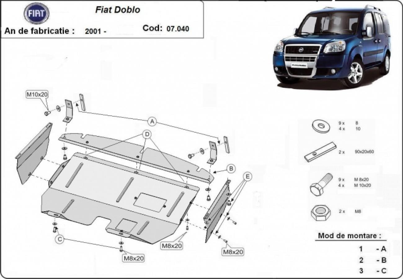 Engine and gearbox skid plate Fiat Doblo - 2