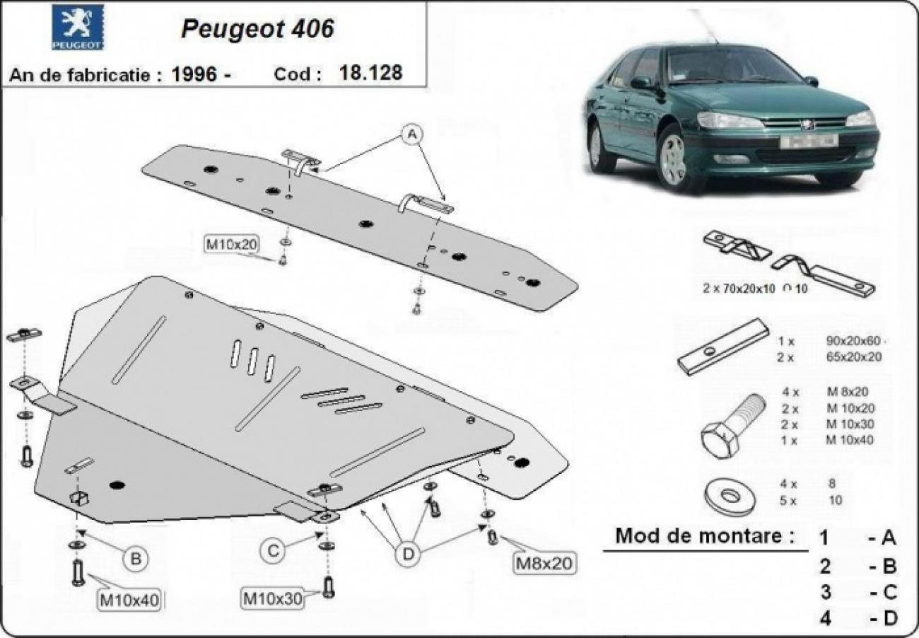 Engine and gearbox skid plate Peugeot 406 - 1