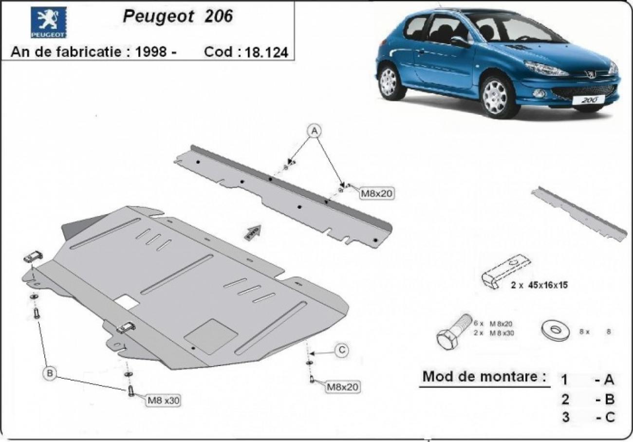 Engine skid plate Peugeot 206 - 2