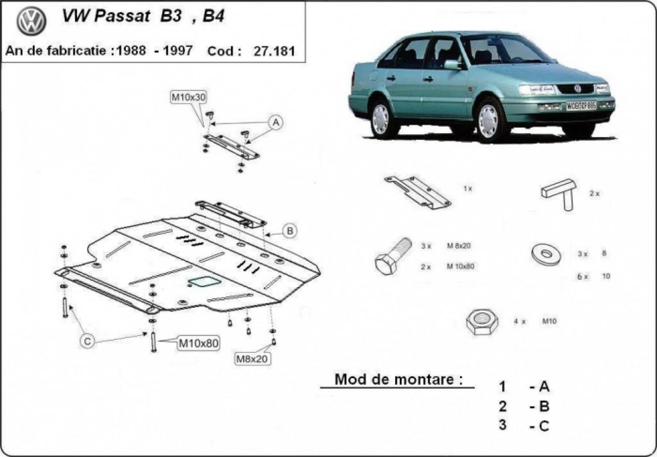 Engine skid plate Volkswagen Passat - B3, B4 - Diesel - 2