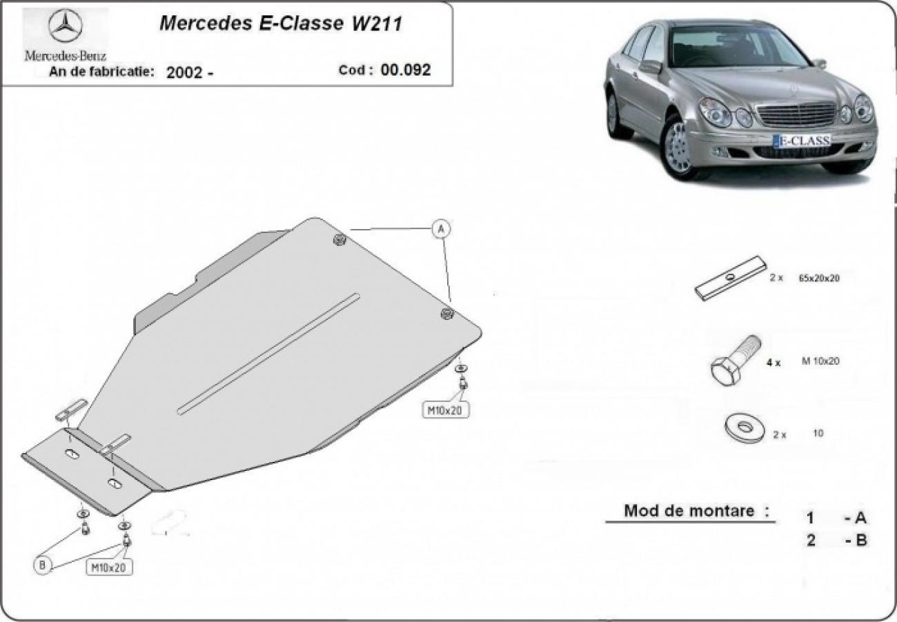 Gearbox skid plate for automatic Mercedes E-Clasee W211 - 2