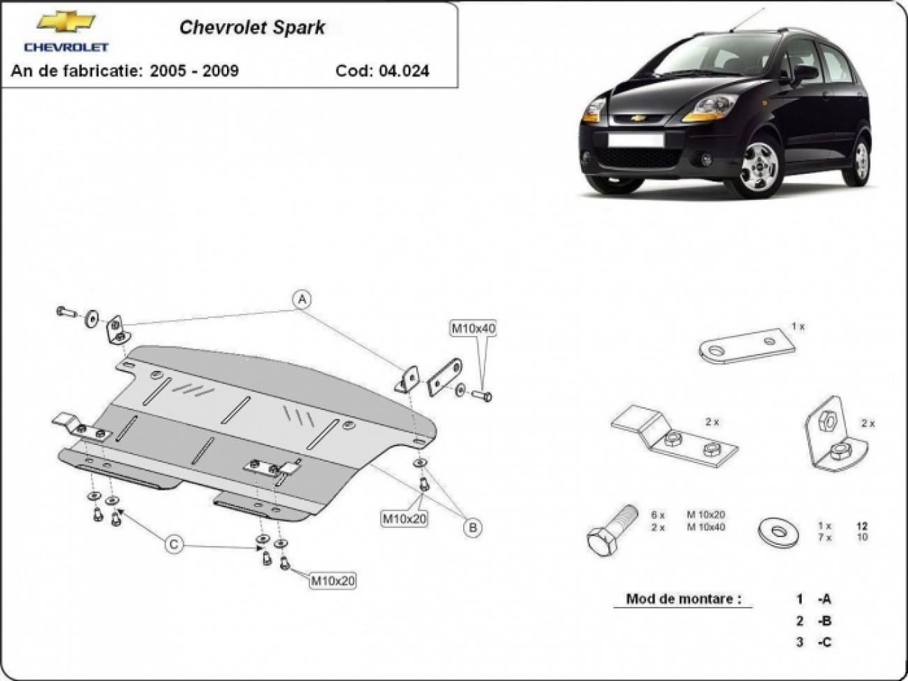 Engine skid plate Chevrolet Spark - 2