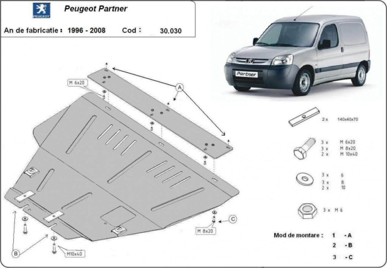 Engine skid plate Peugeot Partner - 2