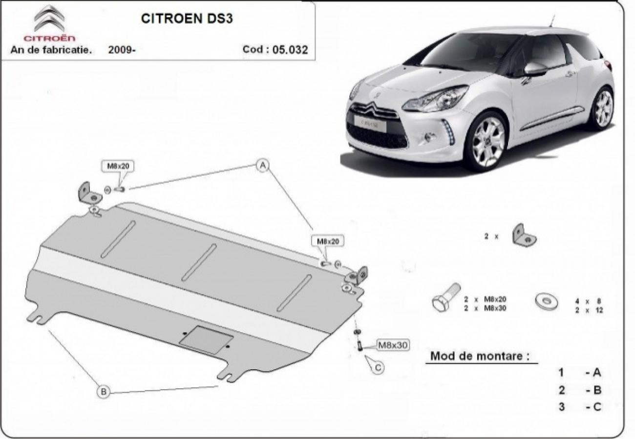 Engine skid plate Citroen DS3 - 2