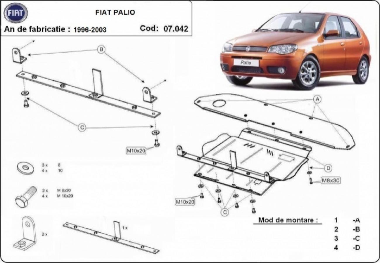 Engine, gearbox and differential skid plate Fiat Palio - 2