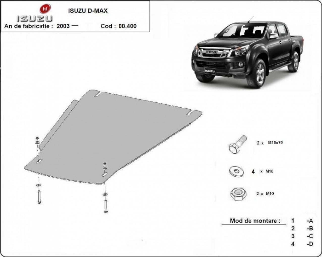 Gearbox skid plate for Isuzu D-Max - 2