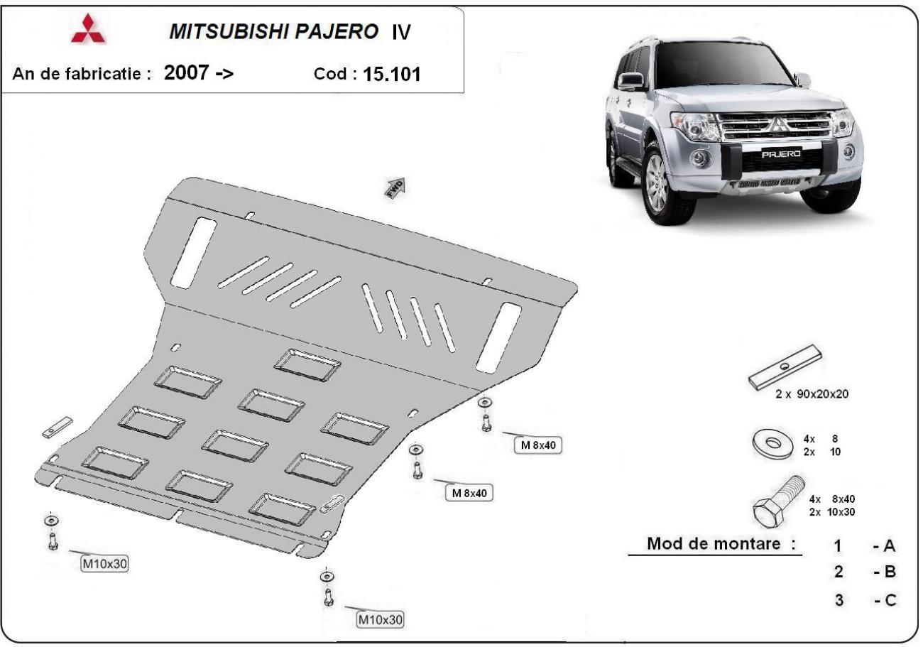 Engine and cooler skid plate Mitsubishi Pajero 4 (V80, V90) - 2