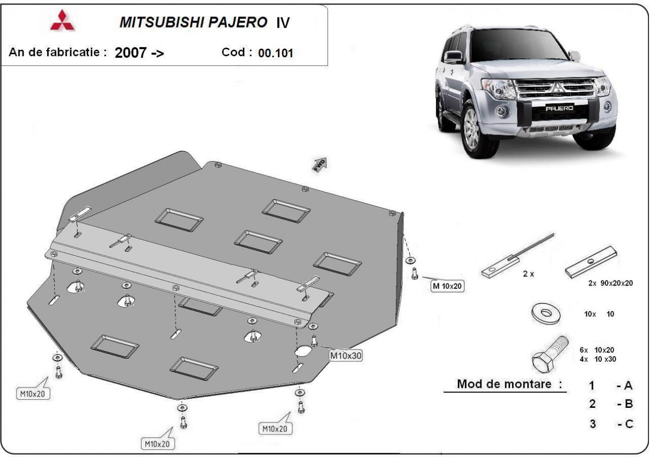 Gearbox skid plate for Mitsubishi Pajero 4 (V80, V90) - 2