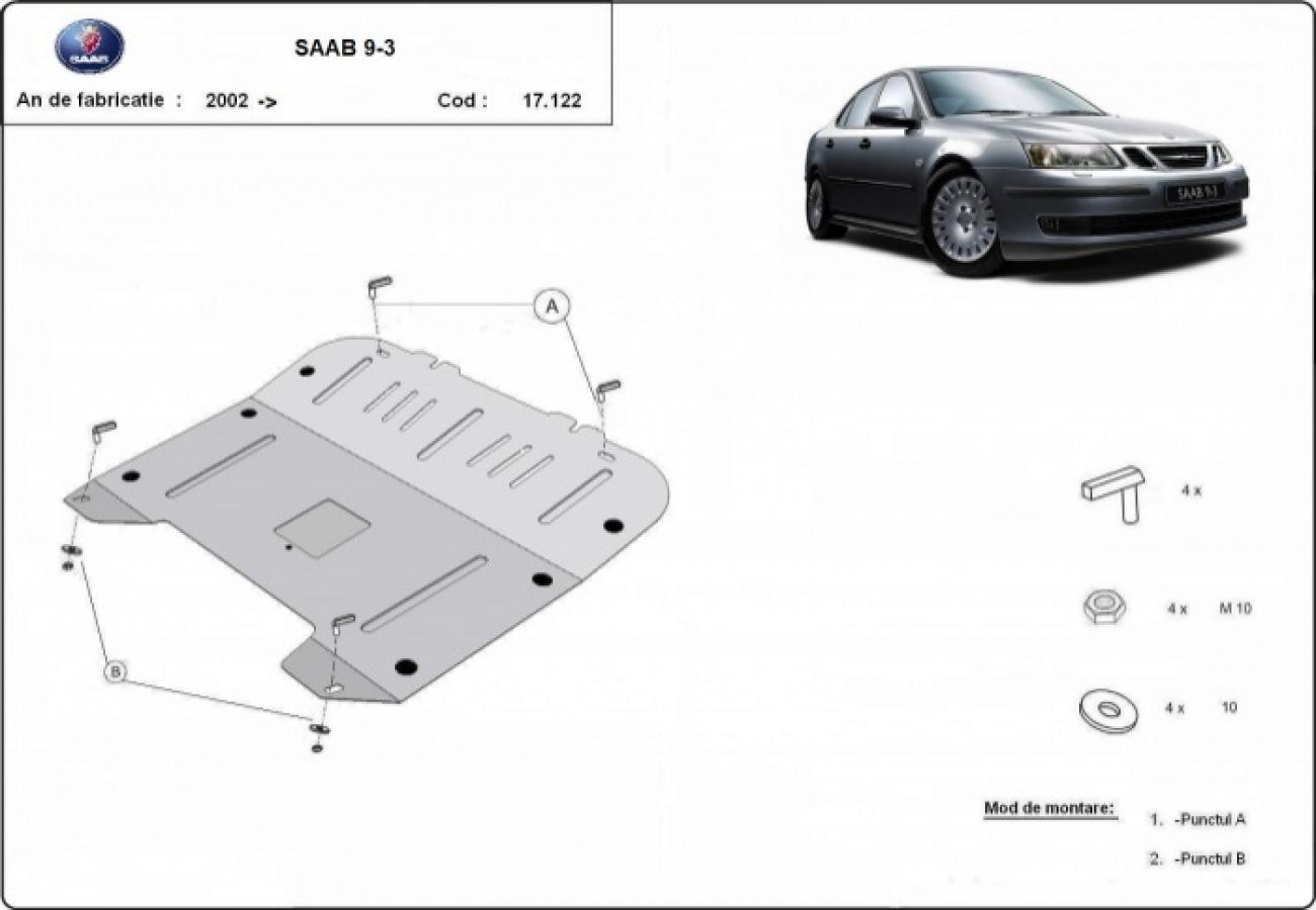 Engine and gearbox skid plate Saab 9-3 - 2
