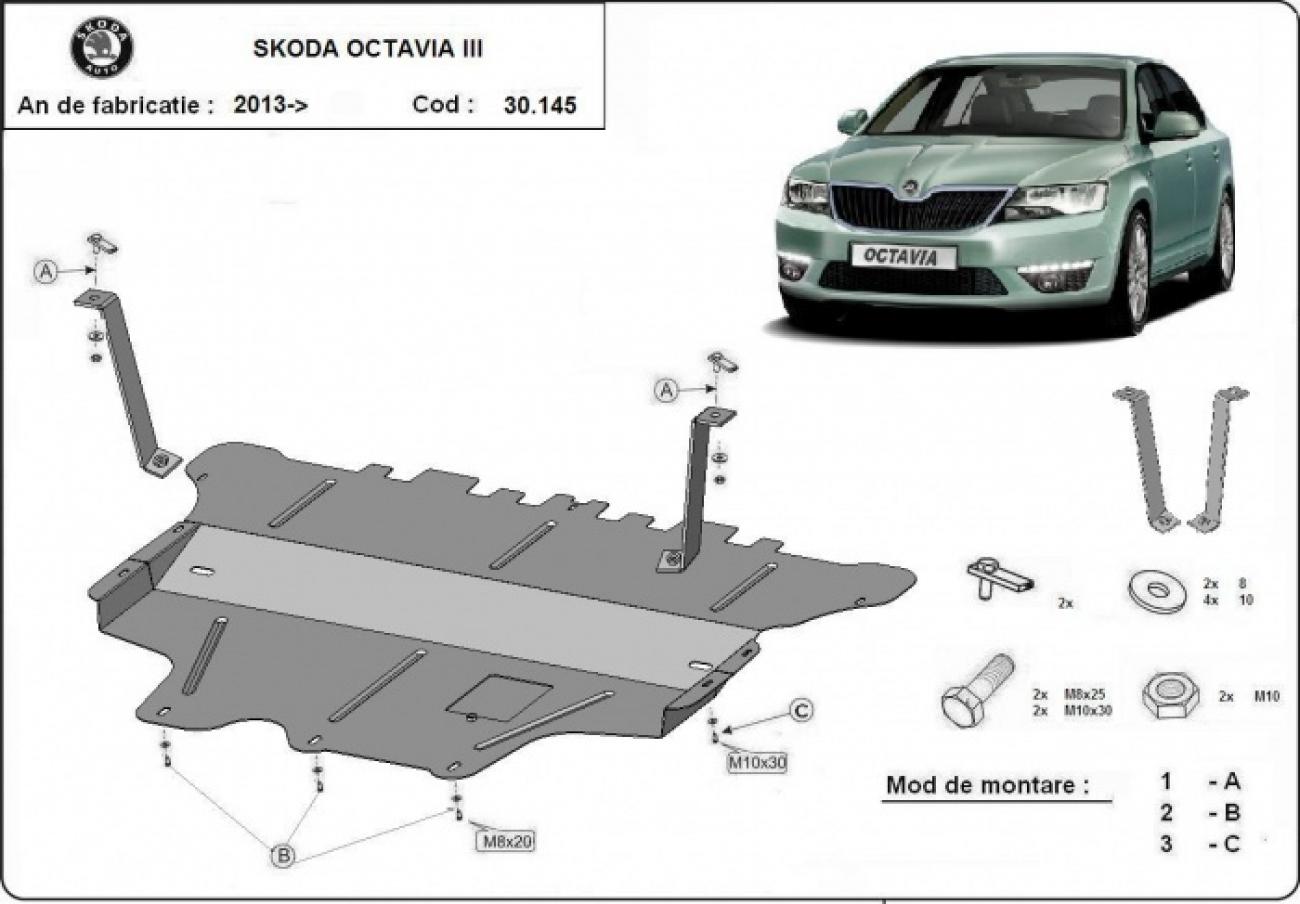 Engine and gearbox skid plate Skoda Octavia 3 - manual gearbox - 2