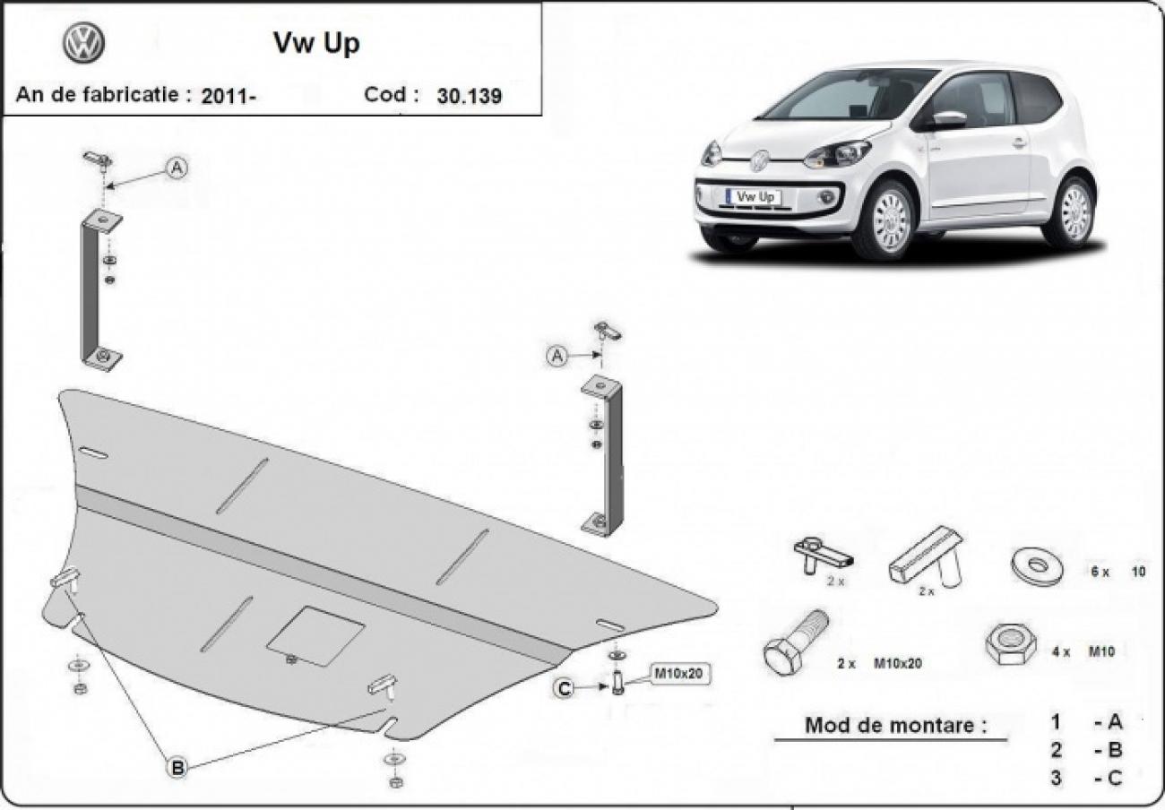 Engine and gearbox skid plate VW Up - 2