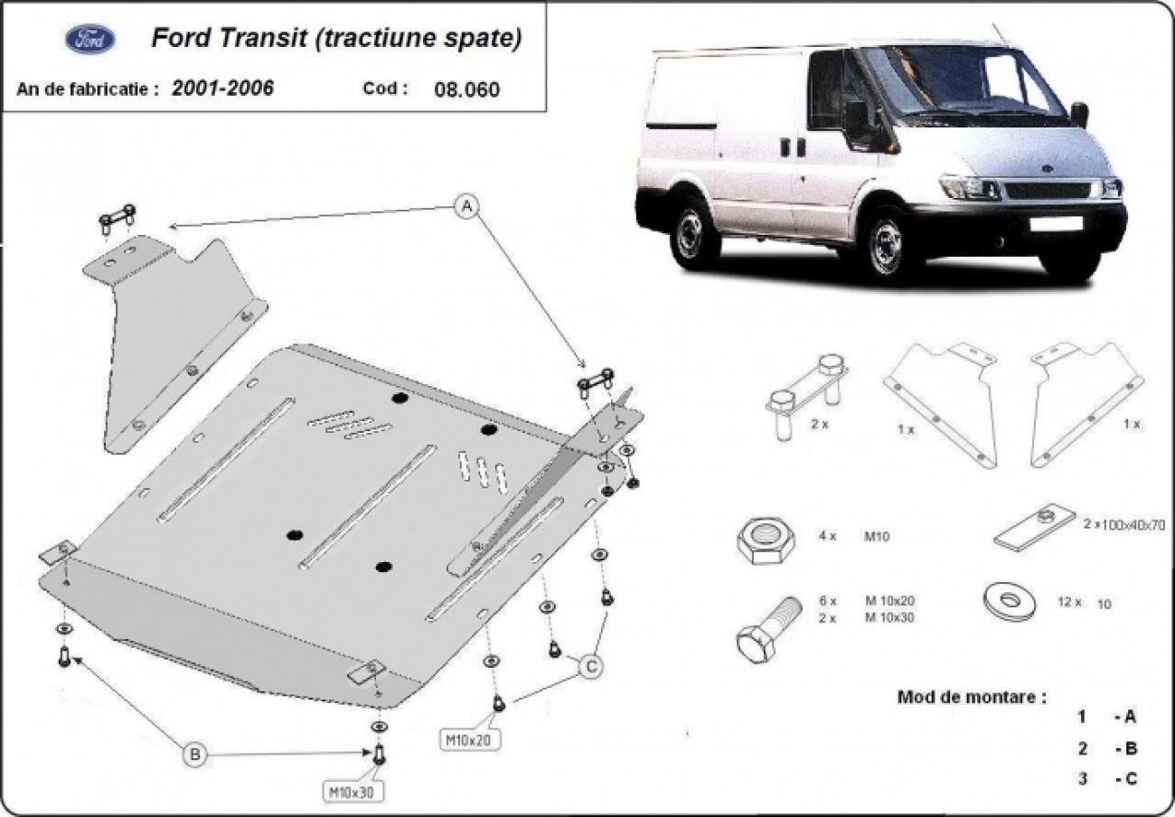Engine and gearbox skid plate Ford Transit - rear-wheel drive - 2