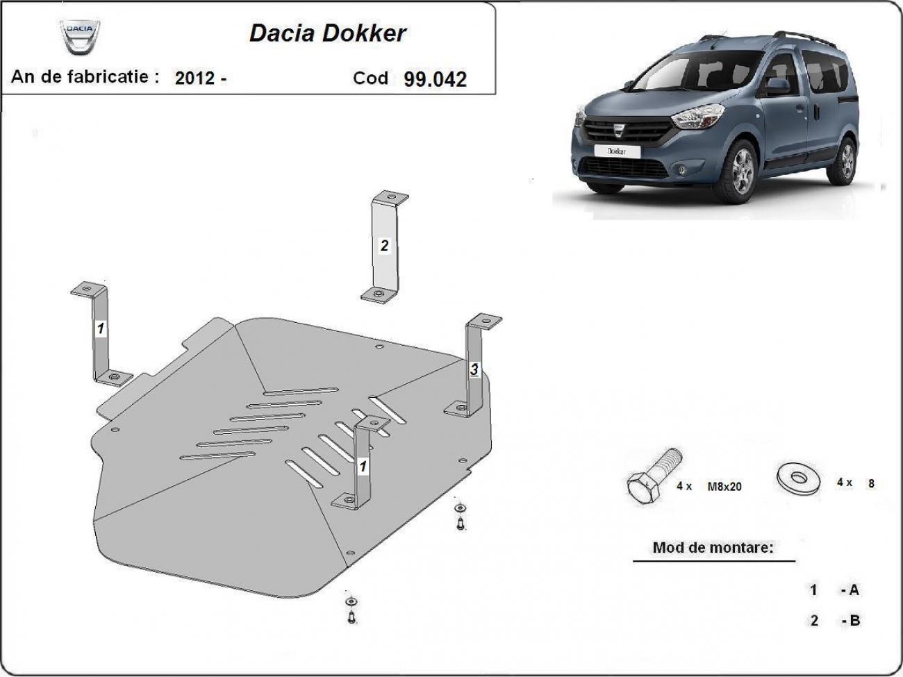 Fuel tank skid plate Dacia Dokker - 2