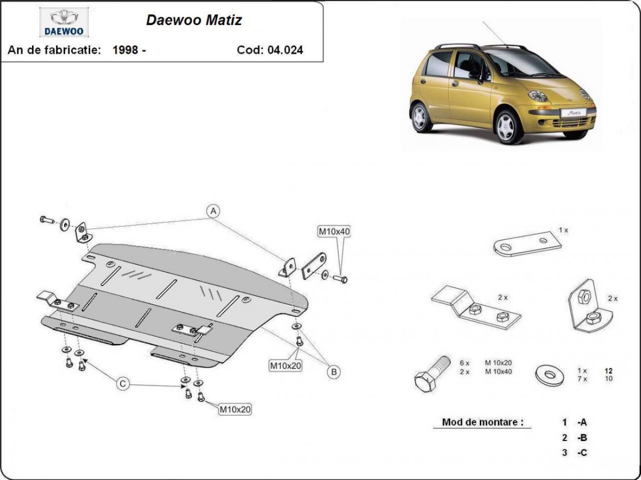 Engine skid plate Daewoo Matiz - 2