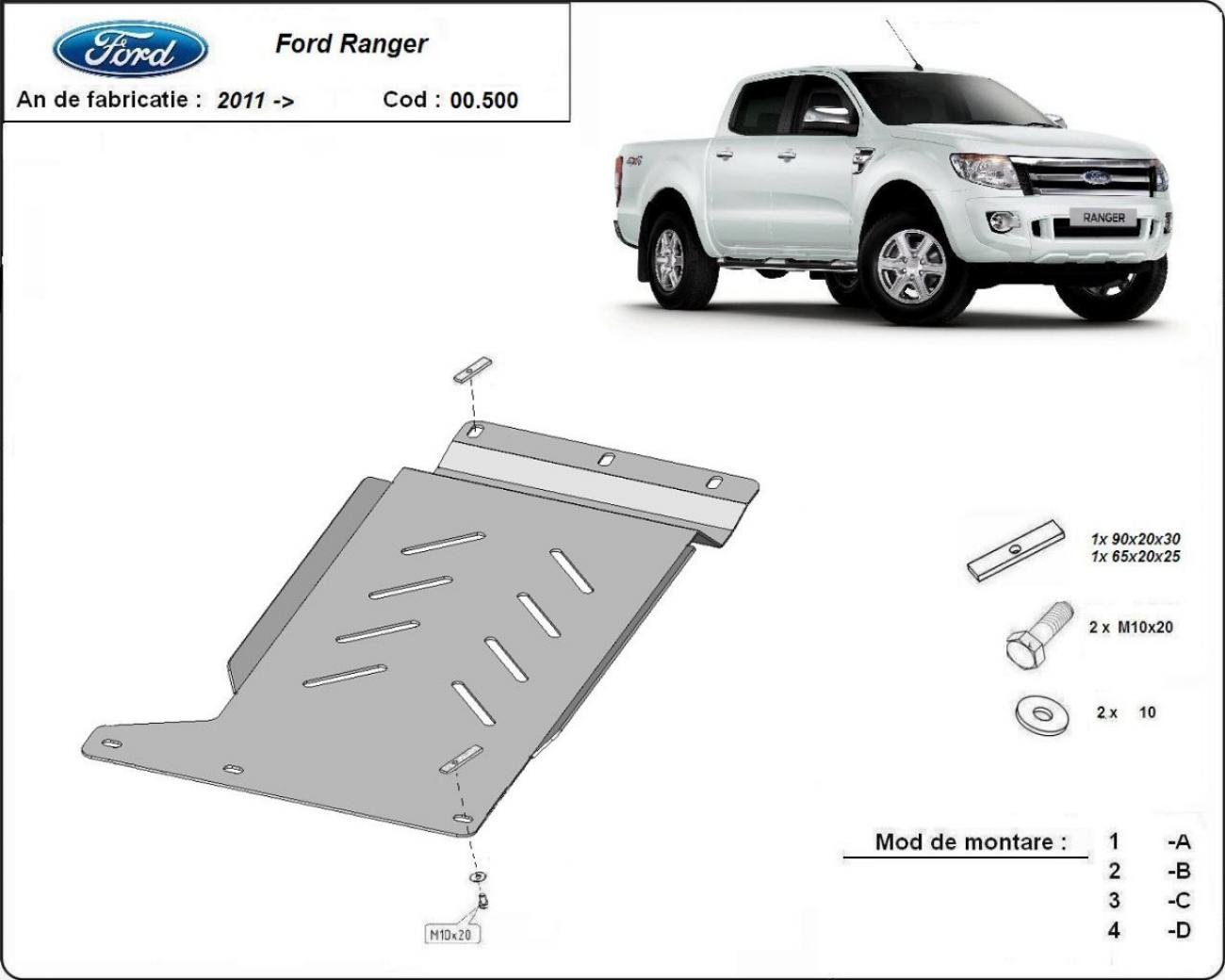 Gearbox skid plate for Ford Ranger - 2