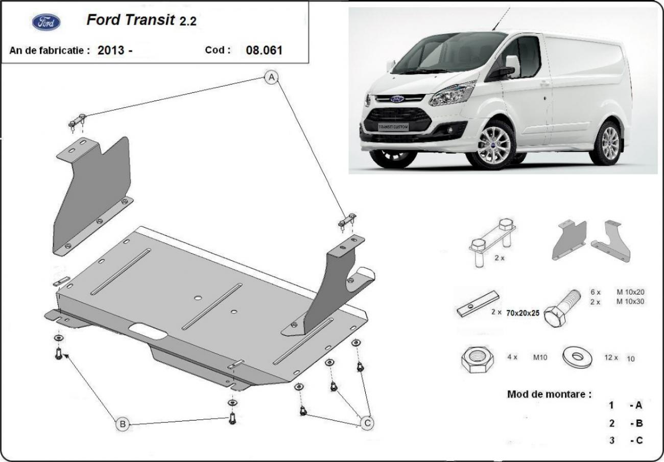 Engine and gearbox skid plate Ford Transit Custom - 2