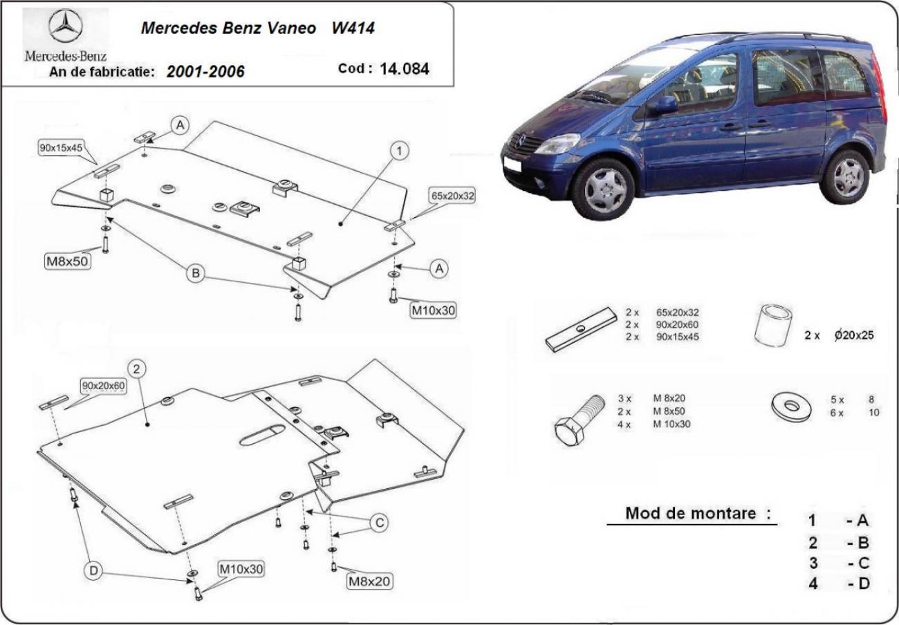 Engine and gearbox skid plate Mercedes Vaneo W414 - 2