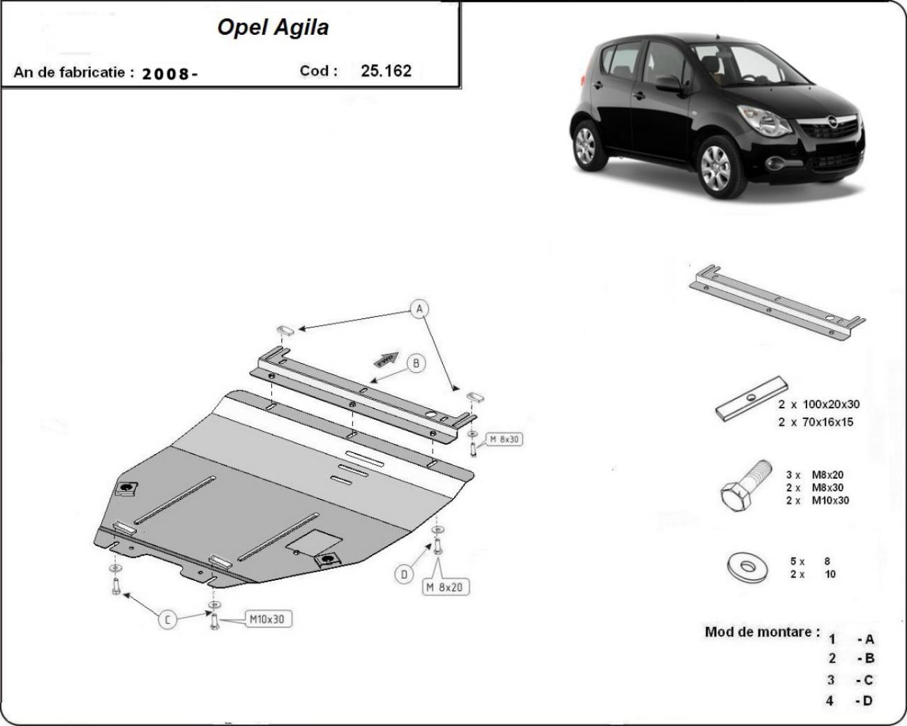 Engine skid plate Opel Agila (H08) - 2