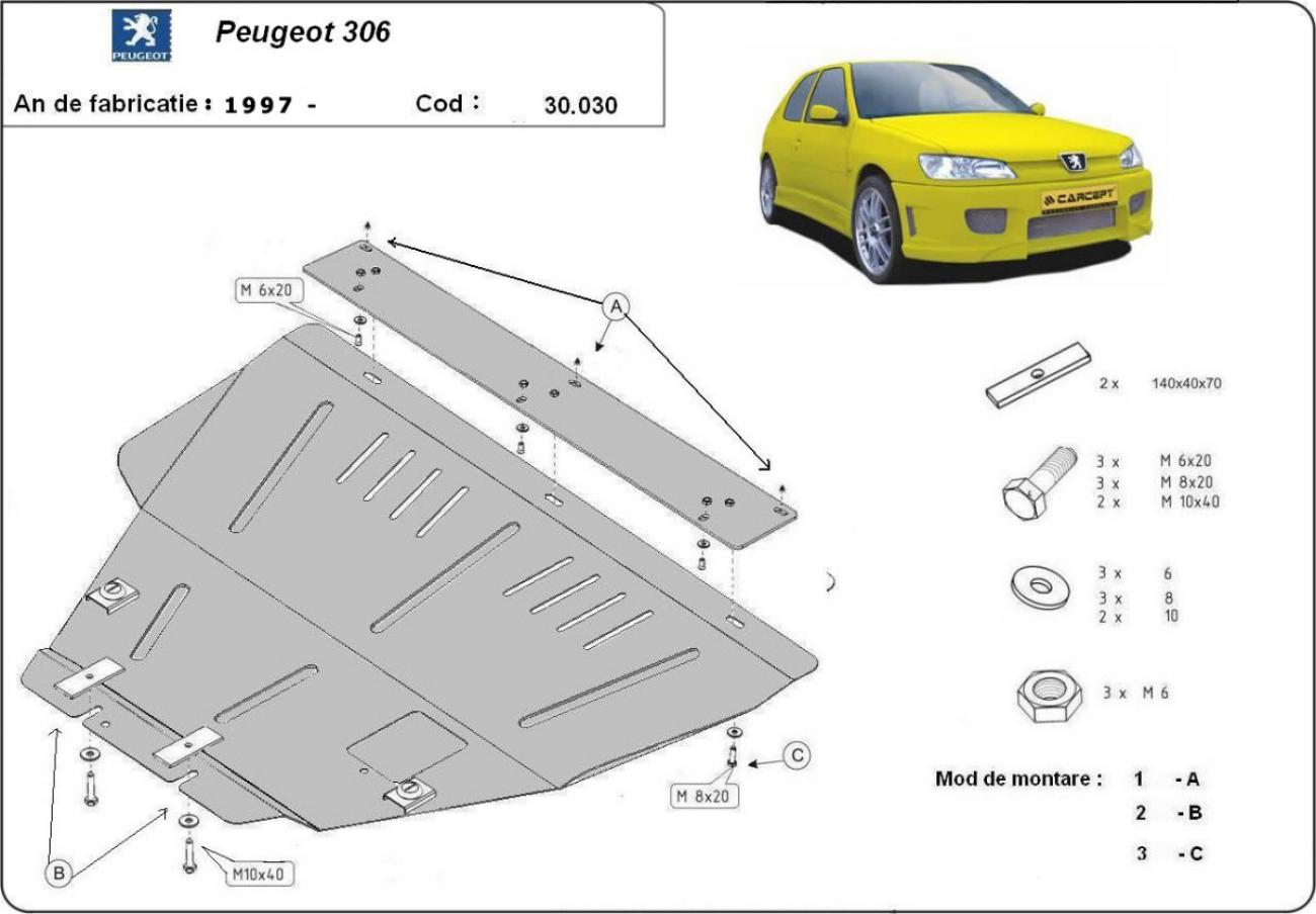 Engine skid plate Peugeot 306 - 2