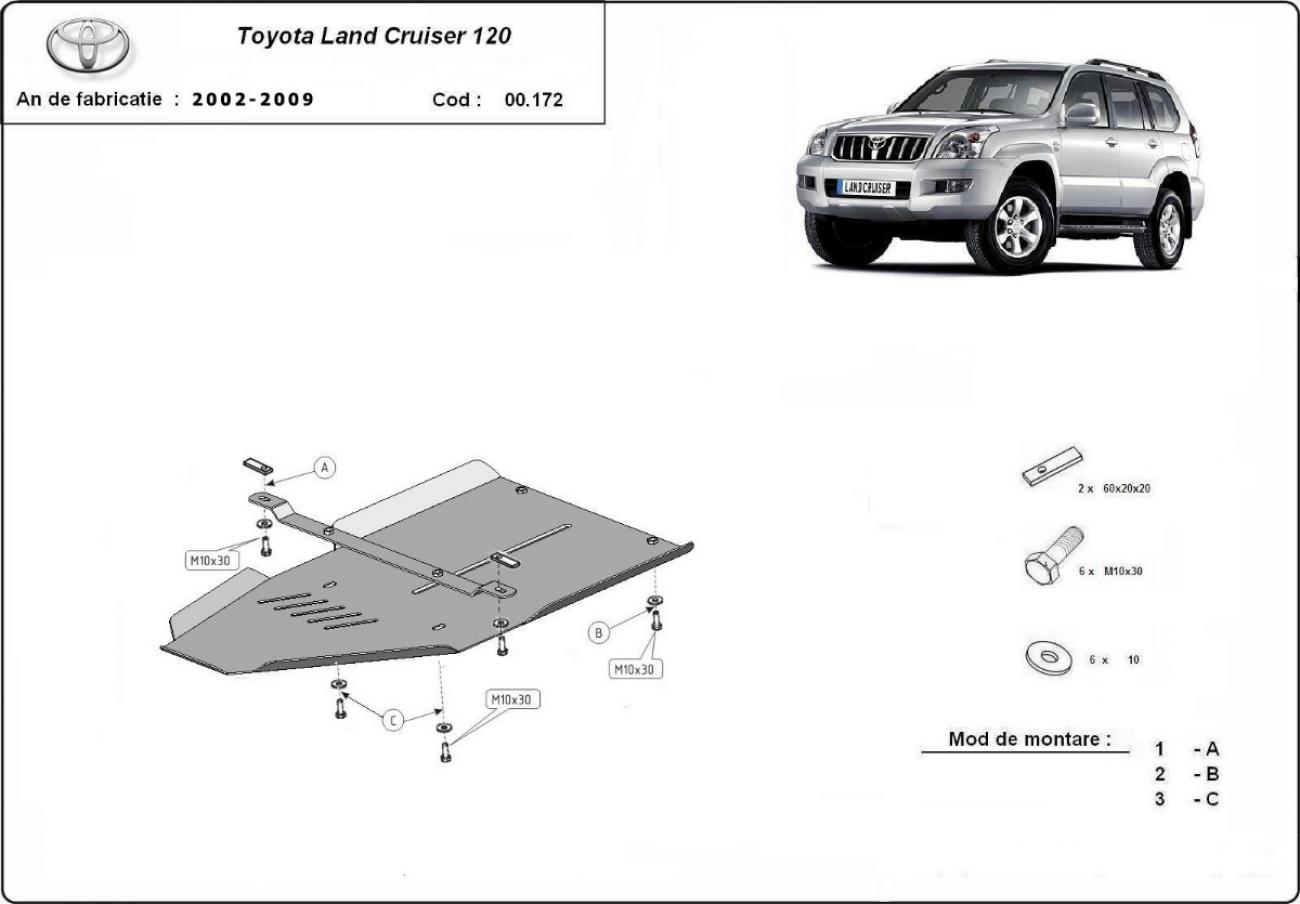 Gearbox skid plate for Toyota Land Cruiser J120 - 2