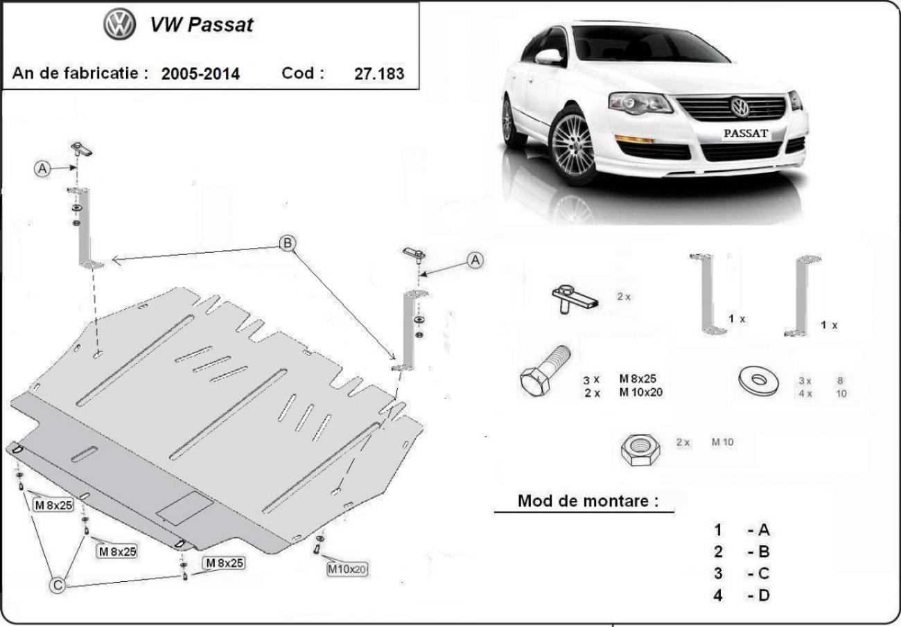 Engine skid plate VW Passat B6, B7 - 2