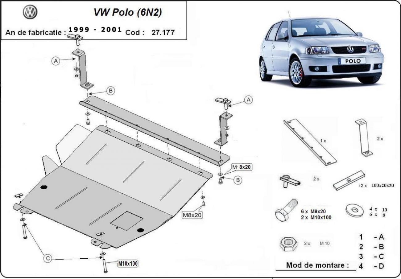 Engine and gearbox skid plate VW Polo 6n2 - 2