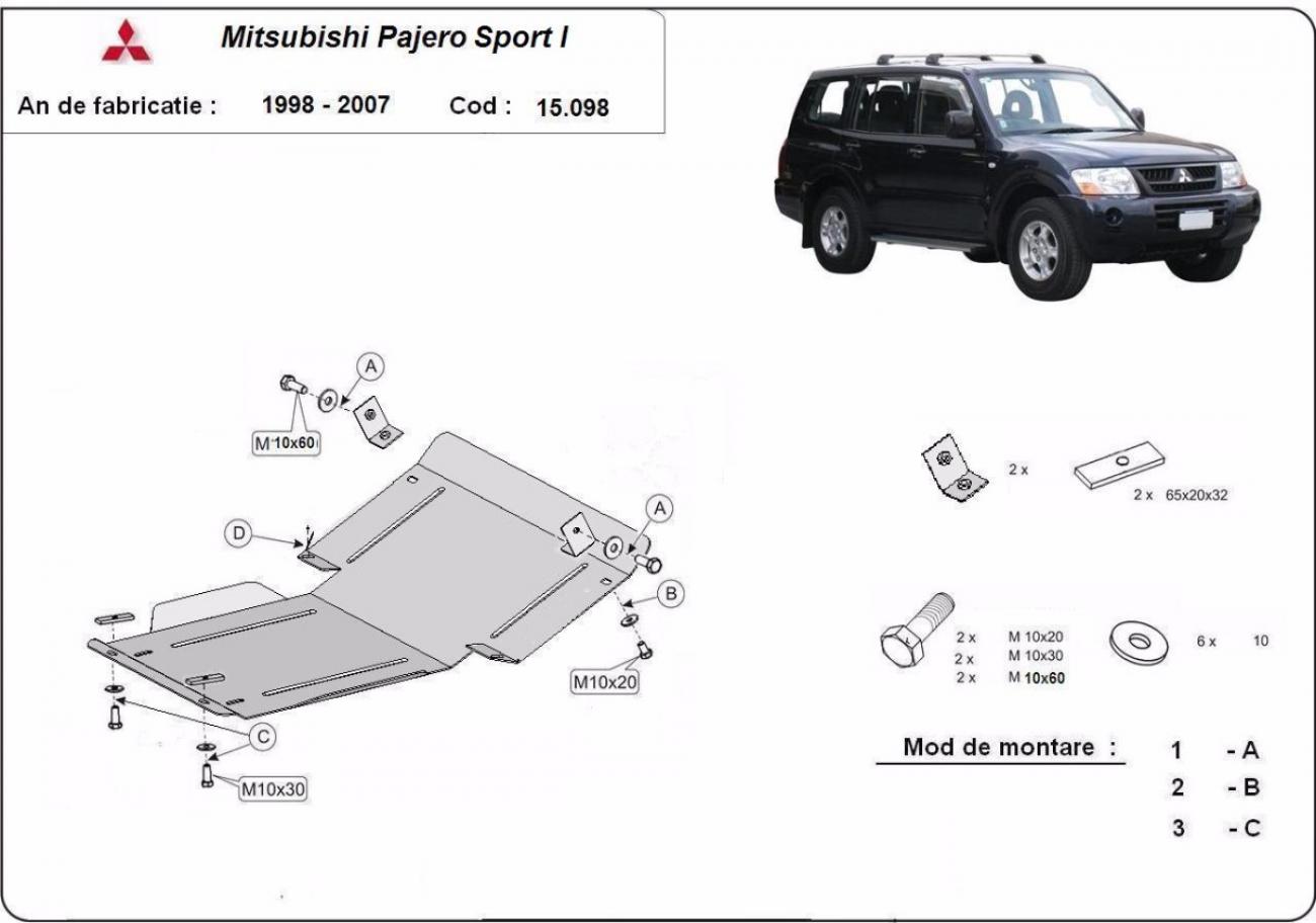 Engine and cooler skid plate Mitsubishi Pajero Sport 1 - 2