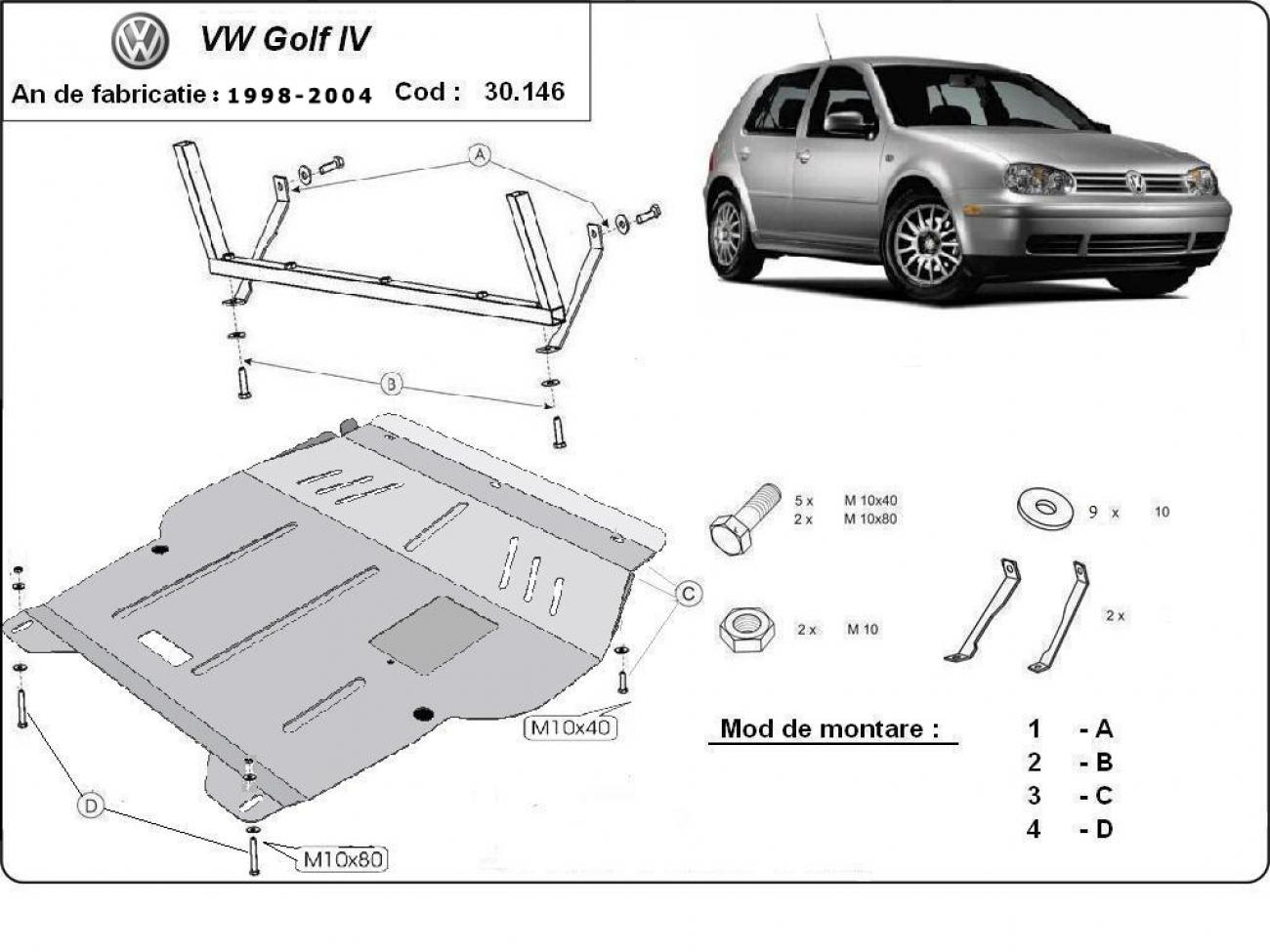 Engine skid plate Volkswagen Golf 4 - 2