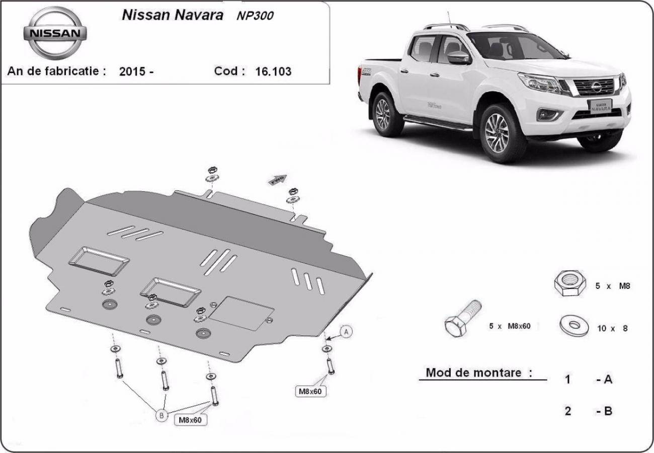 Engine skid plate Nissan Navara NP300 după 2015 - 2