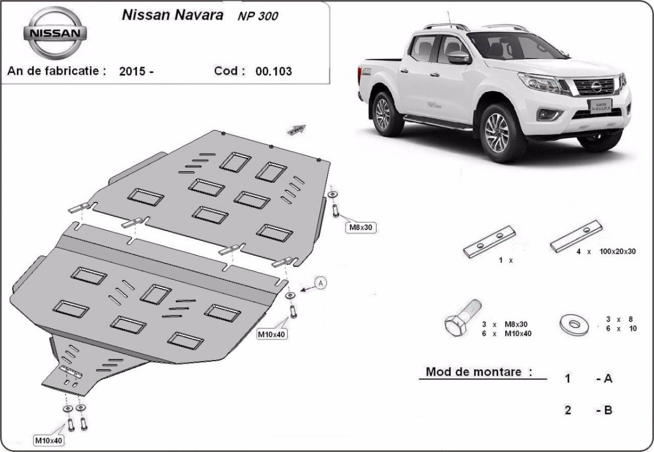 Gearbox skid plate for Nissan Navara NP300 după 2015 - 2
