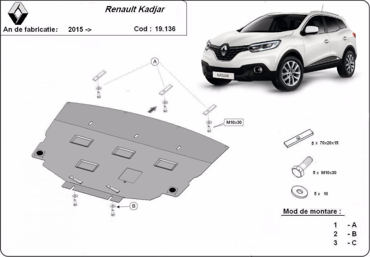 Engine skid plate Renault Kadjar dupa 2015 - 2
