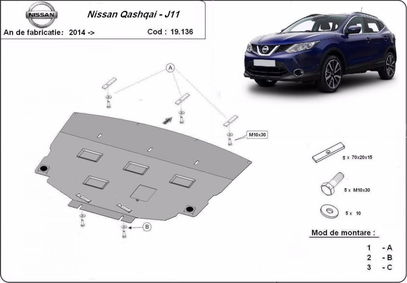 Engine skid plate Metalic Nissan Qashqai J11 - 2