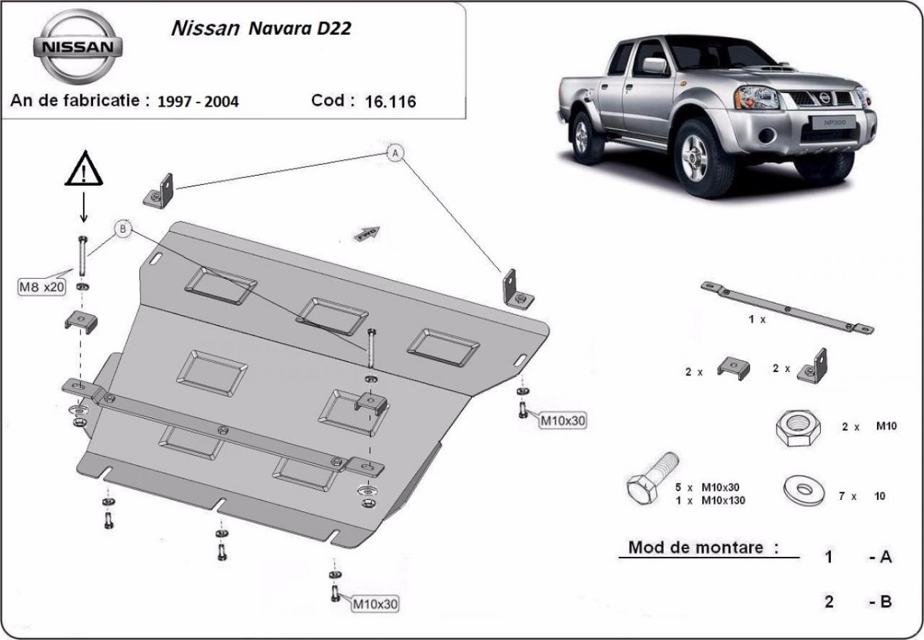 Engine and cooler skid plate Nissan Navara D22 - 2