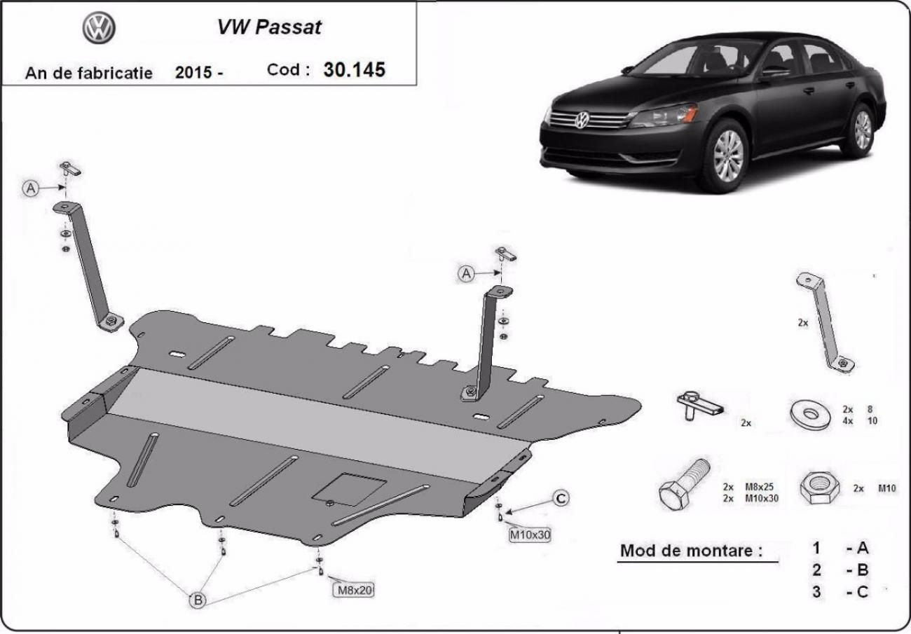 Engine skid plate Volkswagen Passat B8 - manual gearbox - 2