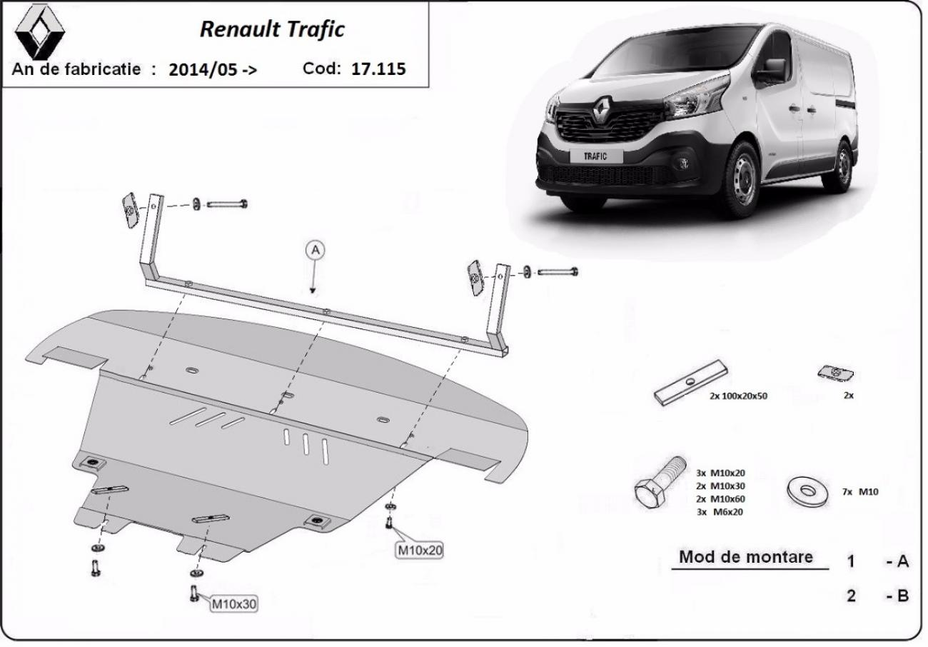 Engine skid plate Renault Trafic dupa 2014 - 2