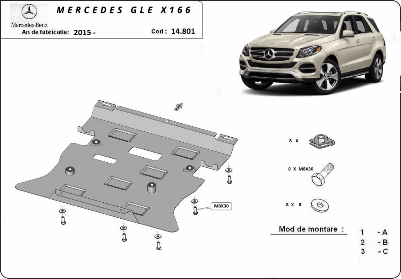 Engine skid plate Mercedes GLE X166 - 2