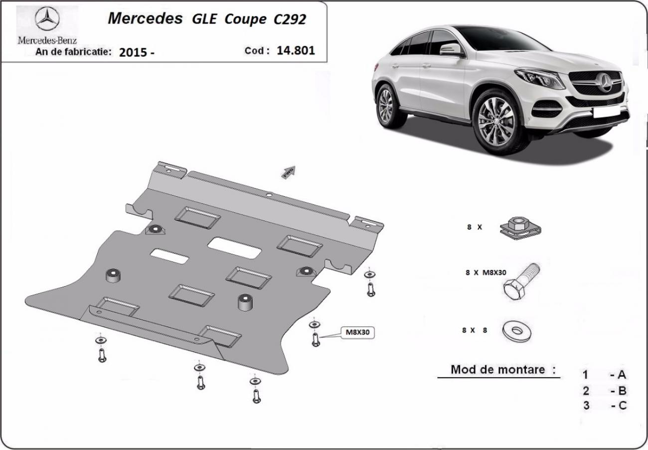 Engine skid plate Mercedes GLE Coupe C292 - 2