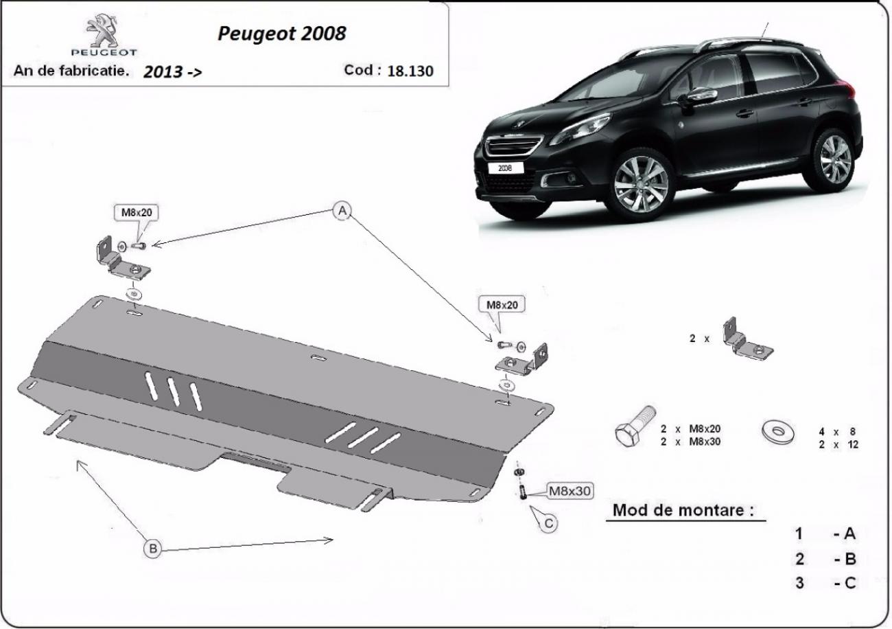 Engine skid plate Peugeot 2008 - 2