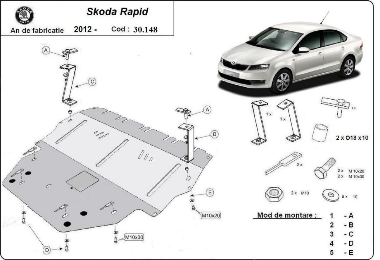 Engine skid plate Skoda Rapid - 2