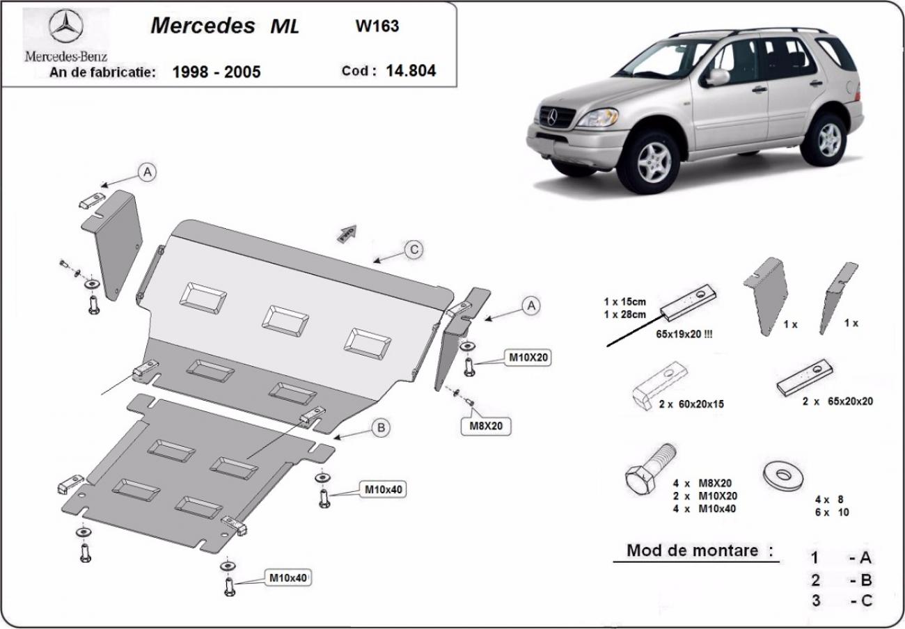 Engine skid plate Mercedes ML W163 - 2