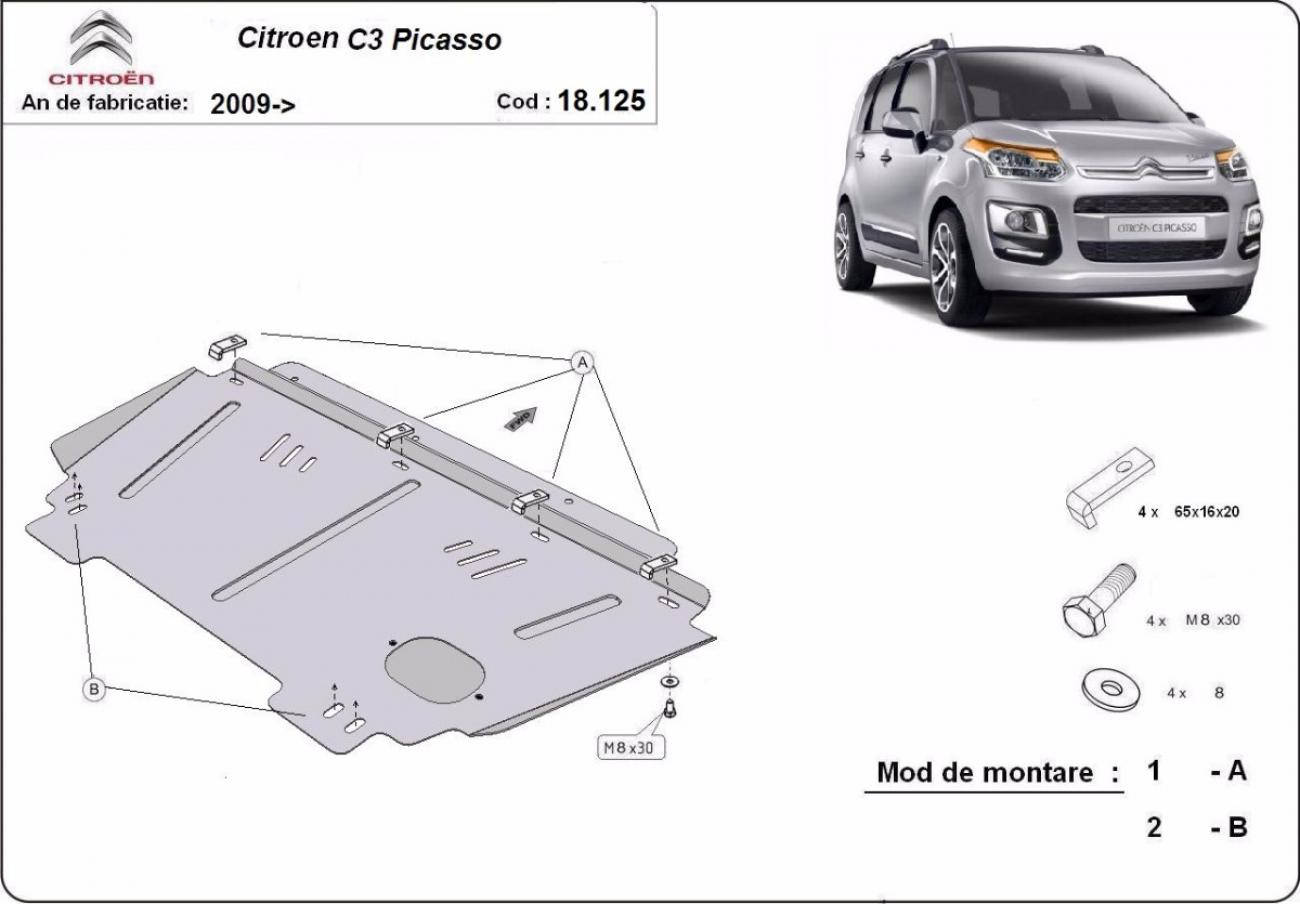 Engine skid plate Citroen C3 Picasso - 2