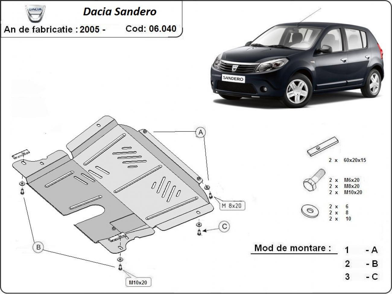 Engine skid plate Dacia Sandero - 2