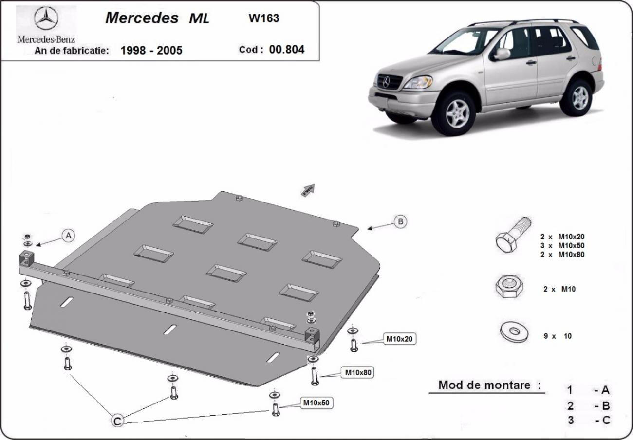 Gearbox and differential skid plate Mercedes ML W163 - 2