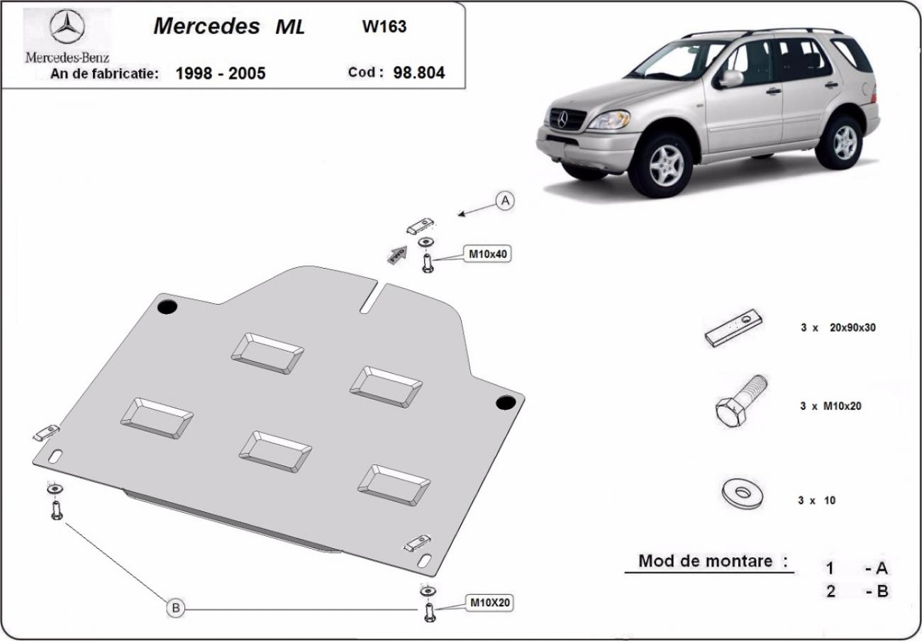 Rear differential skid plate Mercedes ML W163 - 2