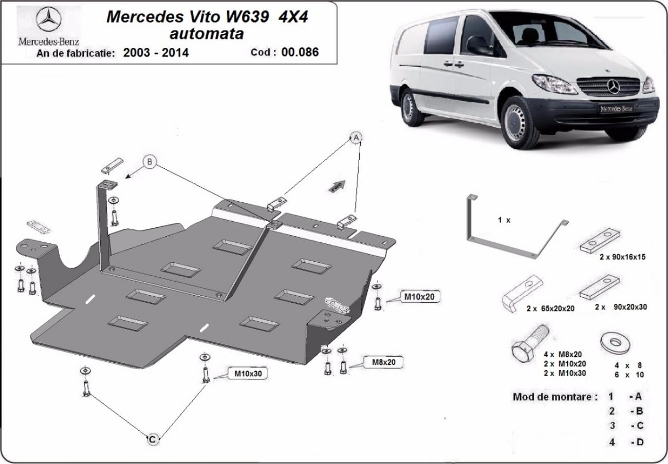 Gearbox and differential skid plate Mercedes Vito W639, 4x4 automatic - 2