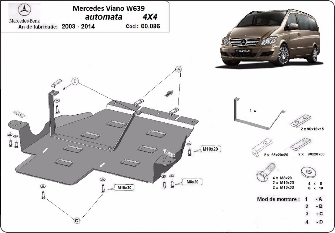 Gearbox and differential skid plate Mercedes Viano W639, varianta 4x4 automatic - 2