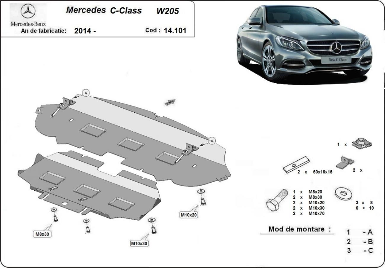 Engine skid plate Mercedes C-Class W205 - 2