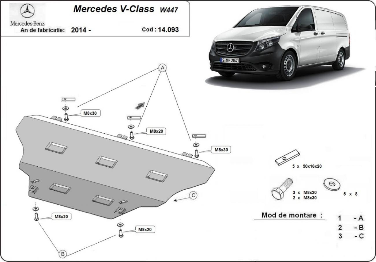 Engine skid plate Mercedes V-Class W447, 4x2, 1.6 D - 2