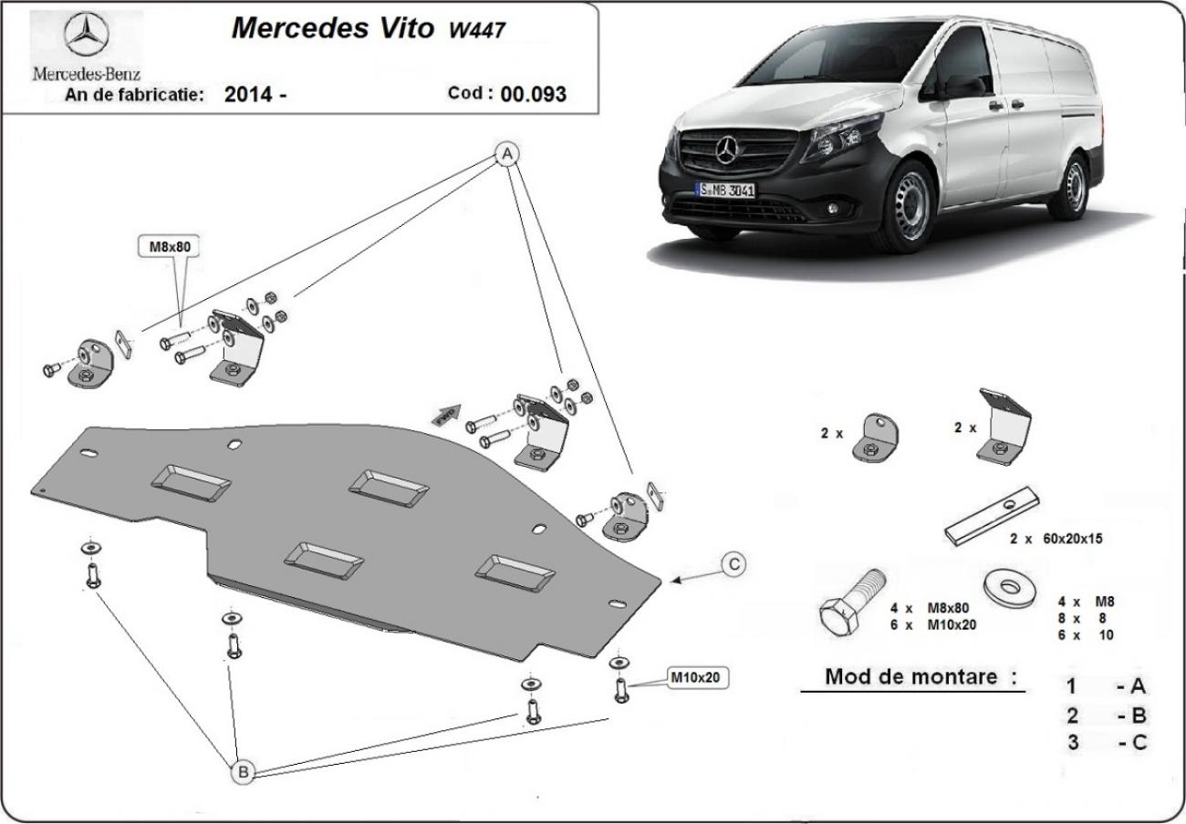 Stop&Go system skid plate Mercedes Vito W447, 4x2, 1.6 D - 2